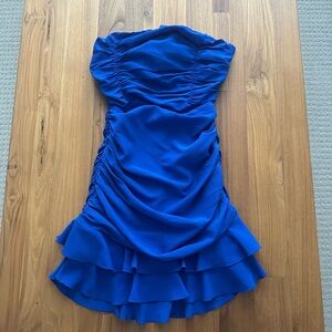 Blue Strapless Ruched Dress Homecoming / Dance